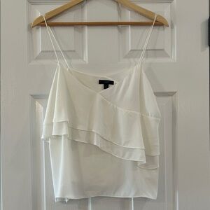J. Crew White Layered Ruffle Camisole